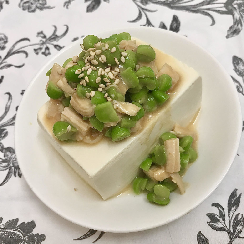 豆腐の枝豆味噌かけ